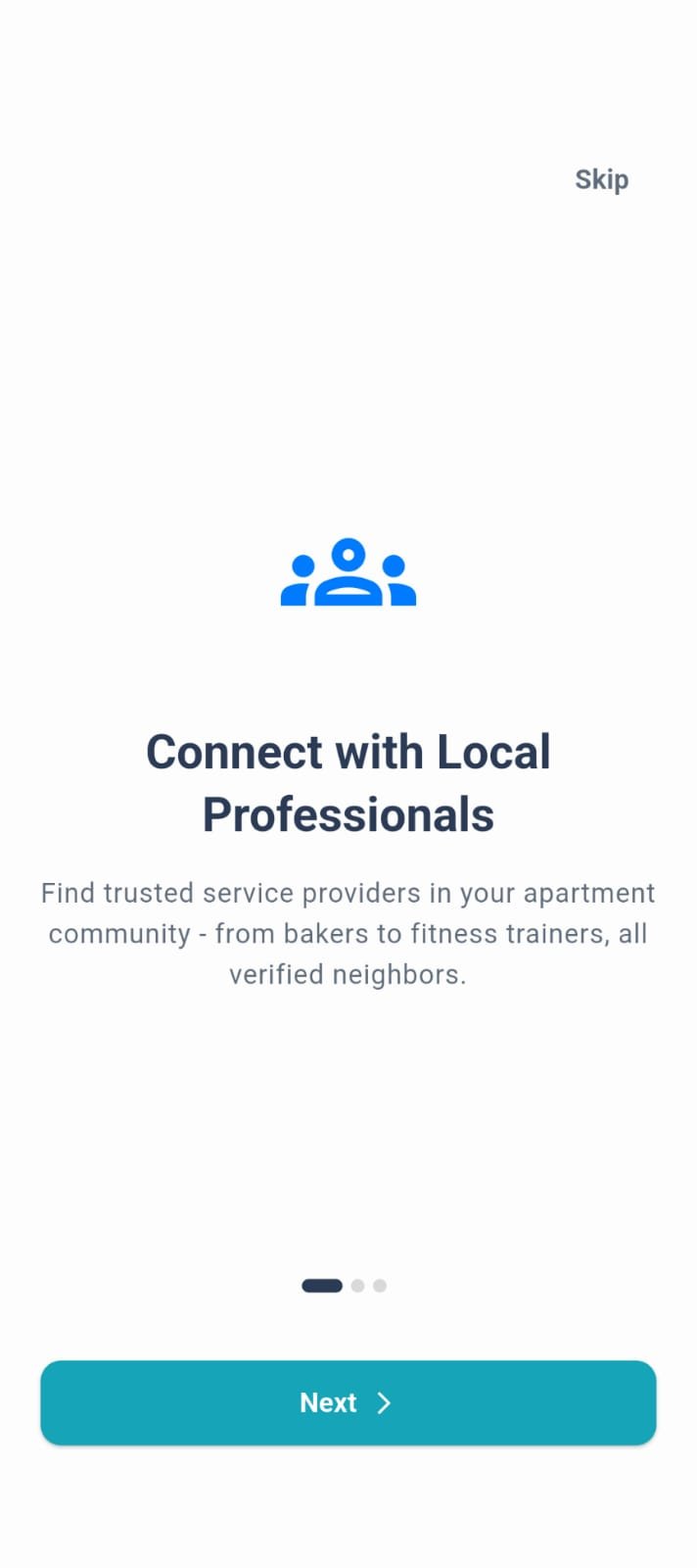 Connect with local professionals screen